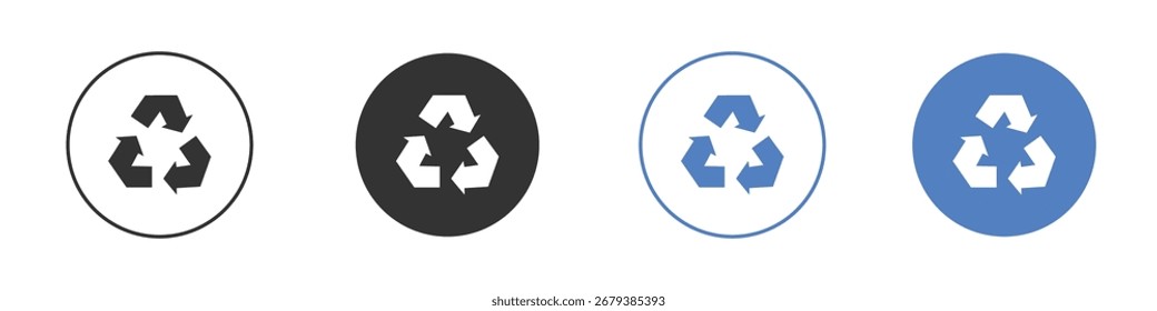 Reciclar coleção de ícones para aplicativo em cores preto e azul