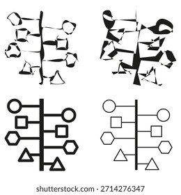 Sammlung von Recyclingsymbolen. Prozessdiagramm-Shapes. Kreisförmiger Fluss, Vektordesign. Geschäftsschemaelemente. EPS 10.