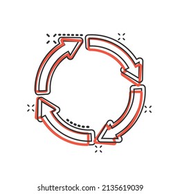 Recycle icon in comic style. Reuse cartoon vector illustration on white isolated background. Recycling splash effect sign business concept.