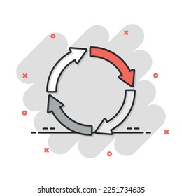 Recycle icon in comic style. Reuse cartoon vector illustration on white isolated background. Recycling splash effect sign business concept.