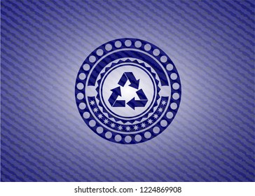 recycle icon with denim texture