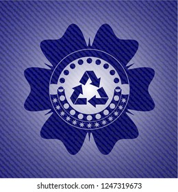 recycle icon with denim texture