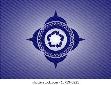 recycle icon with denim texture
