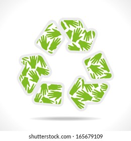 recycle icon is design with hand vector
