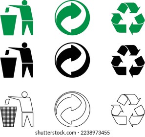 Symbol mit verschiedenen Varianten wiederverwenden . Grün, Schwarz und Außenansicht mit kreativer Textur