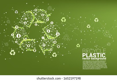 Recycle icon from dot connect line polygon network. background for take care and save the environment.