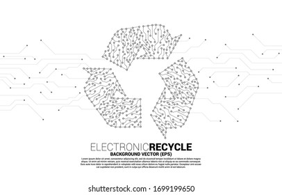 Recycle icon from dot connect line circuit board style. background for take care and save the environment.