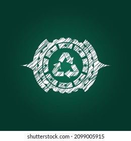 recycle icon drawn on a blackboard. 