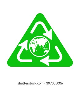 Recycle icon with earth globe