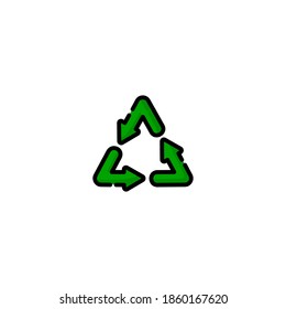 Recycle icon. Ecology icon. Simple, flat, outline, black, color.