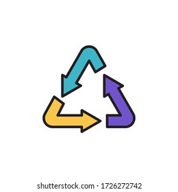 recycle icon filled outline vector illustration. ecology icon isolated on white background