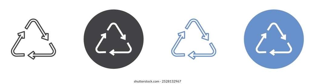 Recycle icon Flat art in black and white isolated