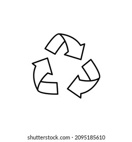 recycle Icon in flat black line style, isolated on white background