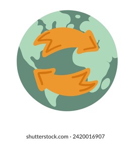 Recycle icon and flat design planet 