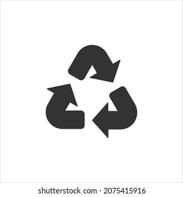 Recycle icon in flat style. Reuse vector illustration on white isolated background. Recycling sign business concept.