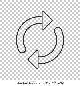 Recycle icon in flat style. Reuse vector illustration on white isolated background. Recycling sign business concept.