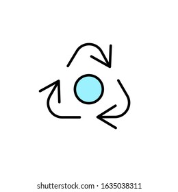 Recycle icon. Flat vector graphic in white background.