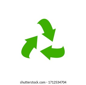 Recycle icon, garbage sorting symbol, waste recycling sign, green arrows, environmental vector isolated illustration