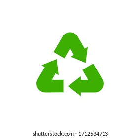 Recycle icon, garbage sorting symbol, waste recycling sign, green arrows, environmental vector isolated illustration