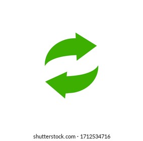 Recycle icon, garbage sorting symbol, waste recycling sign, green arrows, environmental vector isolated illustration