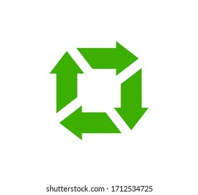 Recycle icon, garbage sorting symbol, waste recycling sign, green arrows, environmental vector isolated illustration