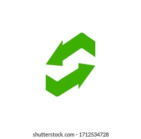 Icono de reciclaje, símbolo de clasificación de basura, signo de reciclaje de residuos, flechas verdes, ilustración aislada del vector medioambiental