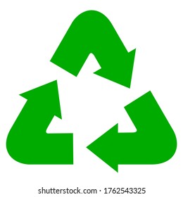 Recycle icon, garbage sorting symbol, waste recycling sign, green arrows, environmental vector isolated illustration