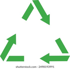 Icono de reciclaje. Símbolo de triángulo giratorio de flechas verdes