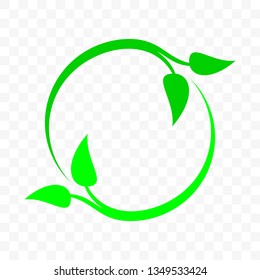 Recycle icon, green leaf arrow circle. Vector bio garbage reuse, ecology environment and nature protection and eco recycling sign