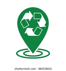 recycle icon green pin half transparent