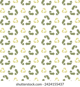 Icono de reciclaje fondo de color de la ilustración de patrón de moda repetida verde