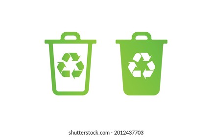 Recycle icon with green trash bin