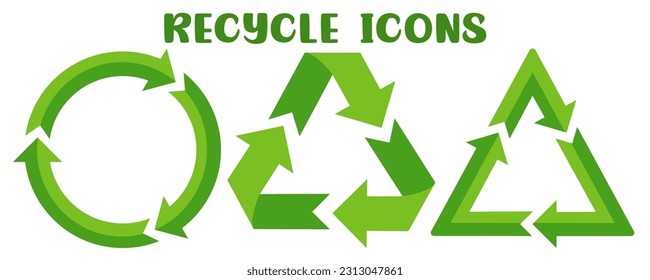 Recycle icon. Green vector sign.