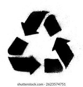 Recycle Icon Grunge Spray Paint Stroke Vector