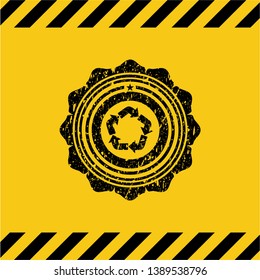 recycle icon grunge warning sign emblem. Vector Illustration. Detailed.