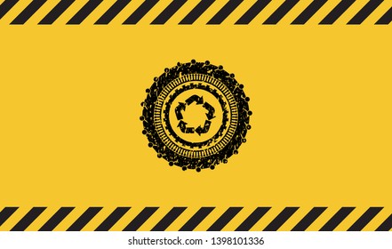 recycle icon grunge warning sign emblem. Vector Illustration. Detailed.