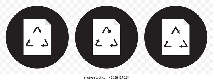 Recycle icon illustrating eco-friendly practices, suitable for environmental initiatives and sustainability projects in Black color on Transparent Background. EPS 10.