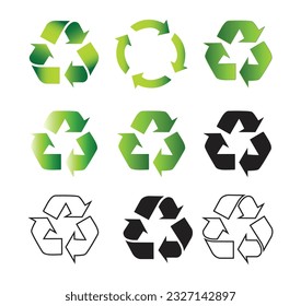 Recycle icon illustrator vector. Green symbols isolated on white background