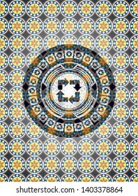 recycle icon inside arabic emblem. Arabesque decoration.