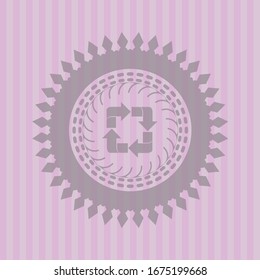 icono de reciclaje con placa de fondo rosa