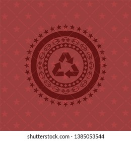 recycle icon inside badge with red background