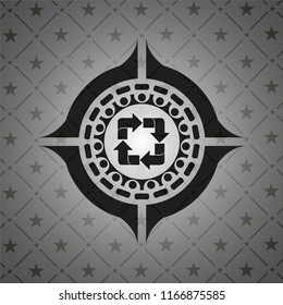recycle icon inside black badge