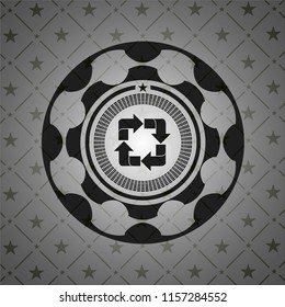recycle icon inside black emblem