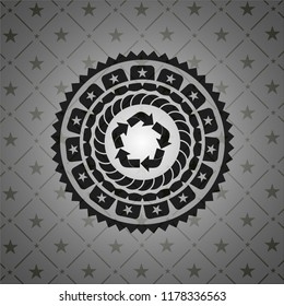 recycle icon inside black emblem. Vintage.