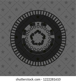 recycle icon inside black emblem