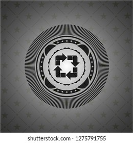 recycle icon inside black emblem. Vintage.