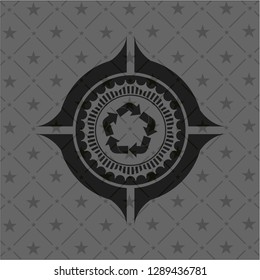 recycle icon inside black emblem