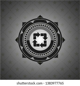 recycle icon inside black emblem. Vintage.