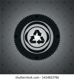 recycle icon inside black emblem. Vintage.