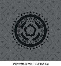 recycle icon inside black emblem. Vintage.